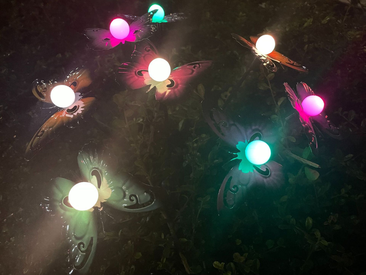 Waterproof Solar Powered Metal Butterflies Starburst Swaying Lights